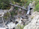 La cascade du Vallon de Brard: Next we need to descend to reach the passarelle. The public walkway provides a great vantage point for passing hikers to watch the action on the via ferrata