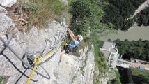 Fort l'Ecluse: Tommy � l'attaque d'un surplomb