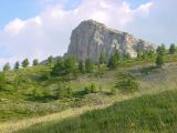 Le Rocher Blanc: Vue g�n�rale du rocher ou se situe les 2 parcours
