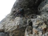 La grotte � Carret: Thomas dans le surplomb de la Jules Carret