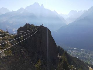 Evettes: The fantastic final Himalayan Bridge, with a great view of Aiguille Verte in the background