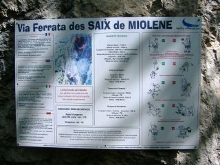 La via ferrata des Saix de Miolène: plan de la via