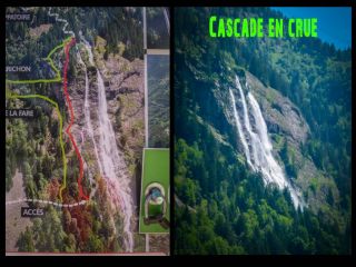 Cascade de la Fare: Cascade en crue: la cascade de gauche tombe sur la via!